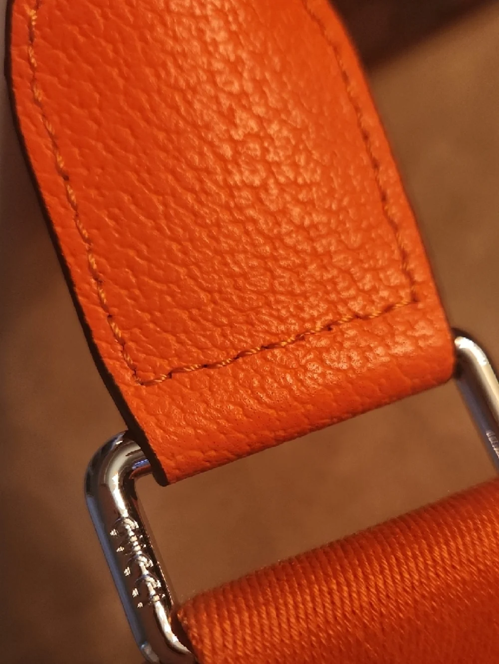 Inspired By Desiner Brown Supreme Crossbody with Orange Accents - Picture 4 of 16